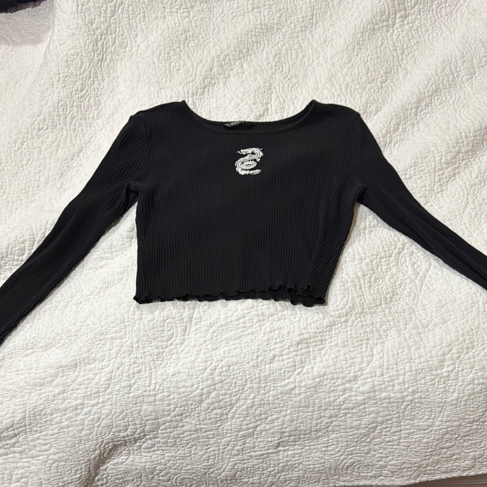 SHEIN Black Fitted Crop Bodysuit